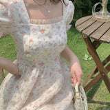 kamames Mini Dresses Women Tender Sweet Summer Puff Sleeve Princess Vestidos Elegant Ladies Vintage Prairie Chic Fashion Casual