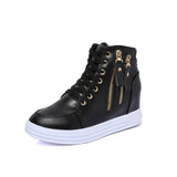 kamames Spring And Autumn New Style Women's Shoes Round Head, Thick Soles, High Uppers, Lace-Up Casual Sports Shoes