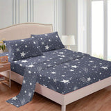 4-Piece Meteor Print Bedding Set - Soft, Breathable Comfort for Bedroom, Guest Room, Hotel - Includes Fitted & Flat Sheets, 2 Pillowcases