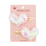 2Pcs/set Glitter Cartoon Cartoon Love Heart Crown Hair Clips For Girls Handmade Hairpins Boutique Barrette Kids Hair Accessories