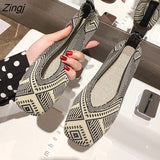 kamames Plus Size Spring New Ballet Flats Women Square Toe Knit Fabric Loafers Breathable Flat Heel Drive Shoes Driving Sneaker