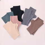 Simple Solid Color Fingerless Gloves, Short Elastic Self-heating Gloves, Winter Thin Warm Gloves For Women