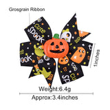 3.4 inchs Halloween Decoration Grosgrain Ribbon Hair Bows For Baby Girls Ghost Pumpkin Pinwheel Hair Clips Hair Accessories