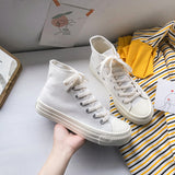 kamames New Female Summer New Student Korean Version of Harajuku Style Breathable All-match Sneakers Tide All White Canvas Shoes