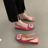 kamames kamames Sandals Female Thick Heel 2023 Summer New Square Buckle Diamond Fairy Wind French Square Head After Empty Lazy Single Shoe Women