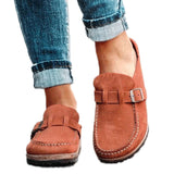 kamames Size Slippers Women's 2023 Summer New British Belt Buckle Baotou Semi-Slippers Direct Sales Single Shoes