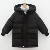 Boys Casual Thick Warm Mid-length Hooded Jacket, Zip Up Coat, Boy's Clothes For Winter Outdoor, As Gift