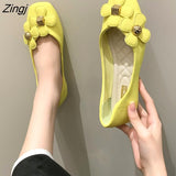 kamames Shoes Women's 2023 New All-match Shallow Mouth Flat Shoes Retro Square Toe Shoes Non-slip Soft Bottom Shoes Flower Shoes