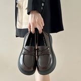kamames Style Thick-Soled Leather Shoes Autumn 2023 New One-Foot Jk Single Shoes Muffin Bottom Love Shoes Round Head