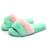 2019 Fashion Red Black Women Slippers Indoor Plush Slippers Autumn Winter Female Flat Shoes Ladies Comfortable Fur Slides