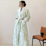 1pc Thickened Long Sleeve Bathrobe - Soft, Plush, and Cozy Unisex Loungewear for Him and Her - Perfect for Couples Relaxation Time with Delicate Flower Pattern, Ideal for Home Use, Essential Bathroom Supplies