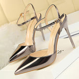 BIGTREE Shoes Fashion High Heels Shoes Patent Leather Woman Pumps Sexy Women Heels Blue Sliver Stiletto Heels Women Sandals 2022