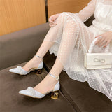 kamames heels women's 2022summer new fashion pointed toe rhinestone hollow stiletto shoes one word buckle sandals designer sandals