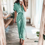 Zingj Short Sleeve Spring Dresses Fashion Summer Turn-down Collar Women Party Dress Elegant Button Office Lady Shirt Dress