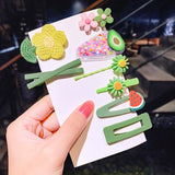 1Set New Girls Cute Cartoon Flower Geometric Hairpins Sweet Headband Hair Ornament Barrettes Hair Clips Fashion Hair Accessories