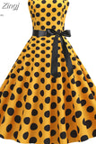 kamames Women Summer Polka Dot Print Party Robe Femme Black Retro Vintage Swing Prom Rockabilly Midi Dresses vestidos