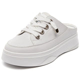 kamames Summer Women Shoes flat sneakers women casual shoes low upper lace up platform woman white shoes