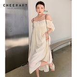 Zingj Off The Shoulder Summer Long Ruched Dress 2021 Spaghetti Strap Loose Backless Ladies Beach Dress Holiday Clothes