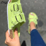 kamames Shoes Women Comfortable Sandals Ladies Slip-on Wedge Sandals Sports Beach Walk Shoes Summer Fashion Denim Casual Sandalias