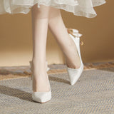kamames kamames High Heels Female Autumn Fine Heel 2023 New French Temperament Small Heel Shoes Bride Main Wedding Shoe Tip