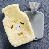 Cute Cartoon Puppy Plush Hot Water Bottle 1000ml/33.81oz - Soft Lamb Wool, Leak-Proof & Explosion-Safe with Detachable Cover for Easy Cleaning