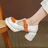 kamames Mary Jane shoes women's 2022 autumn round toe thick heel T-buckle high heels fashion all-match high heels women