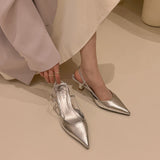 kamames Into The Galaxy Silver Pointed High-Heeled Sandals Women's 2023 Stilettos Half-Wrapped After The Empty Single Shoes