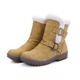 kamames Fashion Winter Boots Women Snow Boots Flat Heels Winter Shoes Warm Fur Boot Mid-Calf Spring Autumn Women's Shoes Plus Size 46