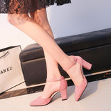 kamames Summer Square High Heels Flock Pointed Sandals Sexy Female Summer Sandalias Shoes Mujer Zapatos Mujer Pumps 2020 Femeninas