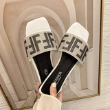 kamames kamames Women's Slippers With Square Head Of Water Drill Wear Large-Size Flat-Soled Women's Shoes Of 2023 Spring And Summer. 35-42