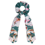 Korean Bow Long Ribbon Hair Scrunchie Chiffon Floral Print Sweet Elastic Hair Band Ponytail Hair Scarf Hair Tie Hair Accessories