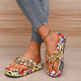 kamames size graffiti sandals outer wear2022new thick bottom beach sandals women's shoes women's herringbone sandals chain fashion
