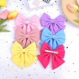 2 Pcs/lot Cute Solid Cotton Hair Bows With Clip For Girls Hair Clips Handmade Hairpins Barrettes Headwear Kids Hair Accessories