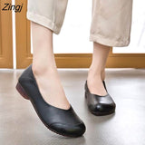 kamames Autumn Women Slip on Shoes Black Loafers Comfort Flats Grandmother Shoes Brown Sneaker Plus Size 43 Zapatos Mujer