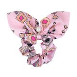 New Chiffon Bowknot Silk Hair Scrunchies Women Pearl Ponytail Holder Hair Ties Hair Rope Rubber Bands Headwear Hair Accessories