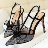 BIGTREE Shoes Lace Hollow Woman Pumps Sexy High Heels Party Shoes Fashion Women Heels Ladies Shoes Women Sandals Plus Size 42 43