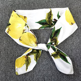 kamames Lemon Printed Yellow 50S 60S Women Hairband Cotton Retro Vintage Hair Accessories for Party Pin Up Rockabilly Wire Scarf