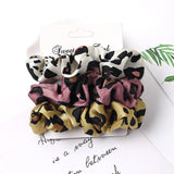 3/5/Pcs Silk Scrunchies Print Leopard Scrunchie Set Elastic Hair Bands Solid Color Fashion Headwear Women Hair Accessories Gift