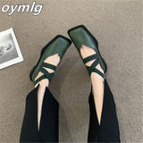 kamames leather shoes women's spring 2022 new all-match fashion square head flat bottom shallow mouth single shoes lazy loafers