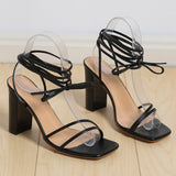 kamames kamames Summer Women's Shoes With Sexy Square Head Straps, Stilettos, High Heels, Cross-Strapped Sandals
