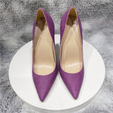 kamames Snake Effect 12cm Women Sexy Pointed Toe Stilettos 10cm Pumps Extremely High Heels Ladies Party Shoes YG060 ROVICIYA