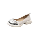 kamames kamames Comfortable French Retro Pearl Bowknot Bean Bean Shoes Female Thick Heel Thick Platform 2024 Spring And Autumn New Single Shoes