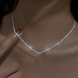 925 Sterling Silver Plated Copper Necklace - Elegant, Casual, and Exquisite Daily Wear for Women - Gift Box Packaging Included