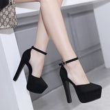 kamames kamames Thick Heel Super High Heel Sandal Sexy Waterproof Platform Baotou Girl Single Shoes Summer One Word Buckle Hollow