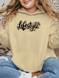 Cozy Plus Size Christmas Letter Print Hoodie - Casual Long Sleeve with Pockets, Perfect for Fall & Winter, Women's Fashion