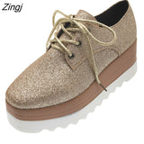 kamames Spring New Women Flat Platform Shoes Slip on Moccains Ladies Casual Shoes Woman Thick Sole Brogue Creepers Sneakers