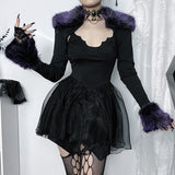 kamames Sling Net Stitching Irregular Dress Women's 2024 Dark Wind New Fashion Slim Skirt