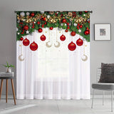 1pc Vibrant Red Balloon Christmas Printed Rod Pocket Curtain - Window Sheer Curtain for Living Room, Study, Bedroom, Office - Festive Home Decoration, Easy Care, Light Blocking, Thermal Insulation