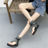 kamames Sandals Women's 2023 Spring And Summer New Pinch-Toe Women's Shoes Waterproof Table High-Side Zipper Denim Retro Sandals