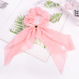 Korean Bow Long Ribbon Hair Scrunchie Chiffon Floral Print Sweet Elastic Hair Band Ponytail Hair Scarf Hair Tie Hair Accessories